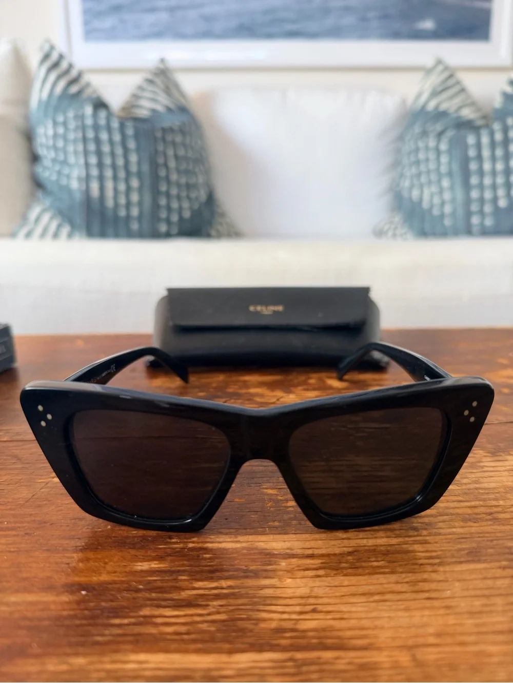 Celine Black Cat-Eye 3-Dot Women's Sunglasses